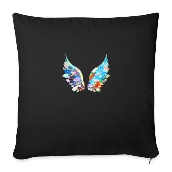 angelwings,wings,watercolor,colorful,angel wings - Sofa pillowcase 17,3'' x 17,3'' (45 x 45 cm) - black - Front