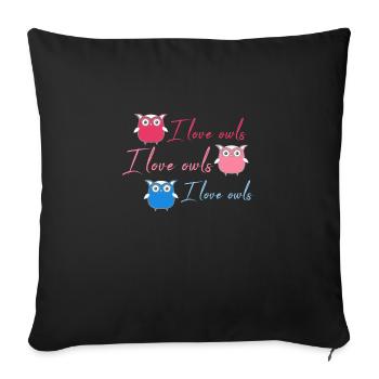 Hiboux, Comic, nerd, menthe, geek, trio, amour - Housse de coussin décorative 45 x 45 cm - noir - Devant