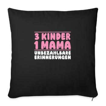 Maman de 3 enfants - Housse de coussin décorative 45 x 45 cm - noir - Devant