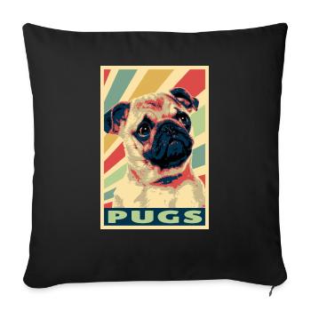 Pugs colores vintage - Housse de coussin décorative 45 x 45 cm - noir - Devant