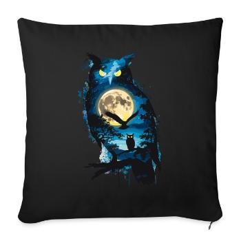 Niedliche Eule als Zauberer für einen Eulen Fans - Sofakissenbezug 45 x 45 cm - Schwarz - Vorne