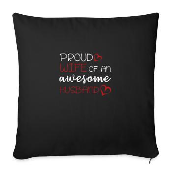 Proud Wife Mom Awesome Husband Gift Idea - Sofa pillowcase 17,3'' x 17,3'' (45 x 45 cm) - black - Front