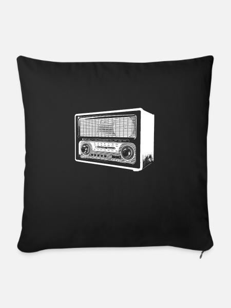 Retro Radio - Sofakissenbezug 45 x 45 cm - Schwarz