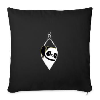 Panda de la fermeture éclair - Housse de coussin décorative 45 x 45 cm - noir - Devant