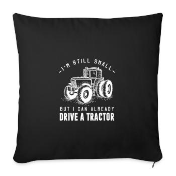 Farmer kids tractor gift · driving tractor - Sofa pillowcase 17,3'' x 17,3'' (45 x 45 cm) - black - Front