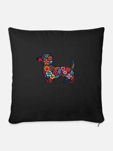 Dackel für frauen Dackelbesitzerinnen - Sofakissenbezug 45 x 45 cm - Schwarz