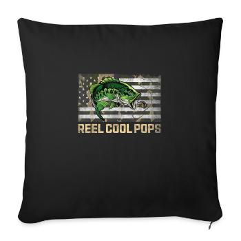 Moulinet Cool Pops Pêche Camo Drapeau Fête des Pères - Housse de coussin décorative 45 x 45 cm - noir - Devant