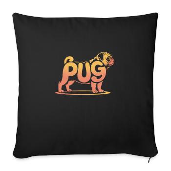 Pug - Cool Pet Dog Logo - Sofa pillowcase 17,3'' x 17,3'' (45 x 45 cm) - black - Front