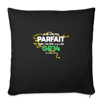 GR34 Grande Randonnée Bretagne trekking marche - Housse de coussin décorative 45 x 45 cm - noir - Devant