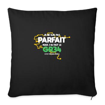 GR34 Grande Randonnée Bretagne trekking marche - Housse de coussin décorative 45 x 45 cm - noir - Devant
