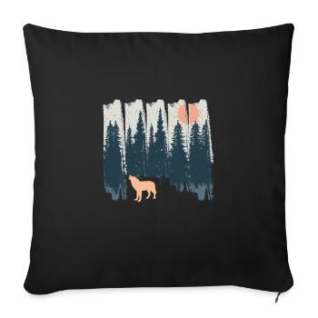 Wolf Nature Forests Mountains Moon Wilderness Gift - Sofa pillowcase 17,3'' x 17,3'' (45 x 45 cm) - black - Front