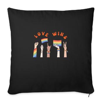 Love wins | merch pride - Housse de coussin décorative 45 x 45 cm - noir - Devant