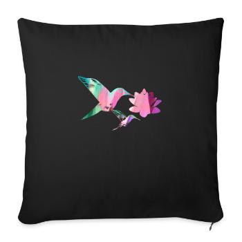hummingbird, watercolor, lotus, bird, painting, flower - Sofa pillowcase 17,3'' x 17,3'' (45 x 45 cm) - black - Front