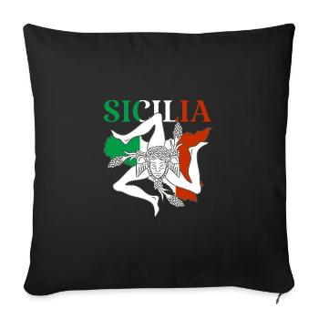 Sicily Flag Italy Palermo Trinacria Italia - Sofa pillowcase 17,3'' x 17,3'' (45 x 45 cm) - black - Front