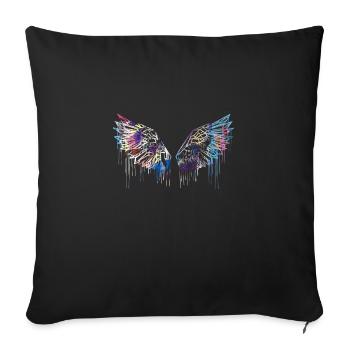 angelwings,wings,watercolor,red,angel wings - Sofa pillowcase 17,3'' x 17,3'' (45 x 45 cm) - black - Front