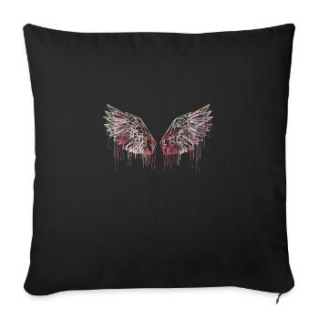 angelwings,wings,watercolor,red,angel wings - Sofa pillowcase 17,3'' x 17,3'' (45 x 45 cm) - black - Front