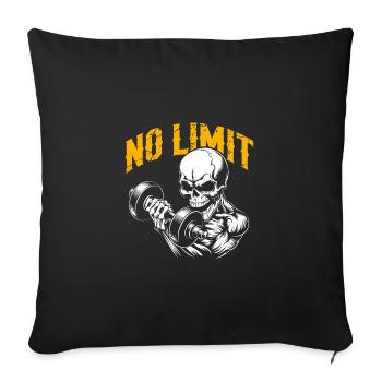 Crâne de musculation No Limit Workout avec haltère - Housse de coussin décorative 45 x 45 cm - noir - Devant