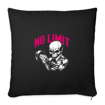 Crâne de musculation No Limit Workout avec haltère - Housse de coussin décorative 45 x 45 cm - noir - Devant