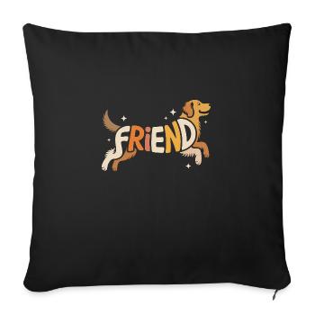Friend Dog - Cool Pet Logo - Sofa pillowcase 17,3'' x 17,3'' (45 x 45 cm) - black - Front