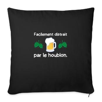 facilement distrait par le houblon - Housse de coussin décorative 45 x 45 cm - noir - Devant
