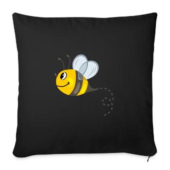 Happy funny bee - Sofa pillowcase 17,3'' x 17,3'' (45 x 45 cm) - black - Front