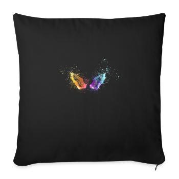angelwings,wings,watercolor,colorful,angel wings - Sofa pillowcase 17,3'' x 17,3'' (45 x 45 cm) - black - Front