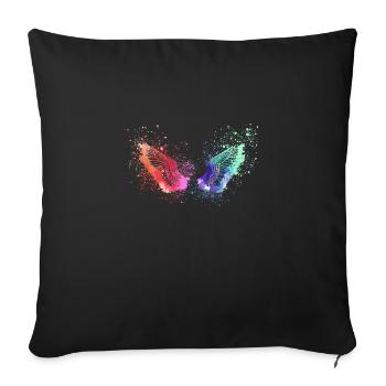 ailes d’ange, ailes, aquarelle, graffiti, ailes d’ange - Housse de coussin décorative 45 x 45 cm - noir - Devant