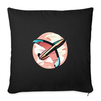 Planeur rose - Housse de coussin décorative 45 x 45 cm - noir - Devant