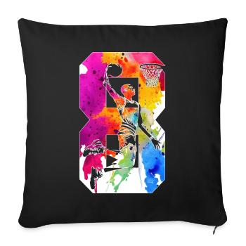 8. GEBURTSTAG BASKETBALL NUMMER 8 - Sofakissenbezug 45 x 45 cm - Schwarz - Vorne