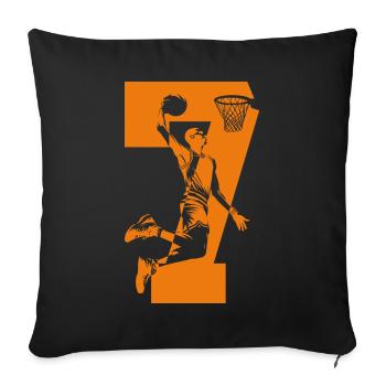 NUMMER 7 BASKETBALL 7. GEBURTSTAG - Sofakissenbezug 45 x 45 cm - Schwarz - Vorne