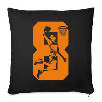 NUMMER 8 BASKETBALL 8. GEBURTSTAG - Sofakissenbezug 45 x 45 cm - Schwarz - Vorne