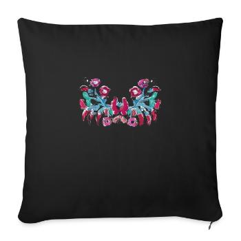 hungarian flowers,tendrils,floral,pink,flowers - Sofa pillowcase 17,3'' x 17,3'' (45 x 45 cm) - black - Front