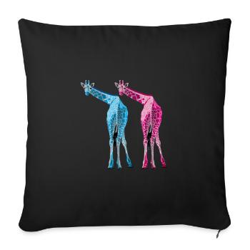 Giraffen lassen es krachen - Sofakissenbezug 45 x 45 cm - Schwarz - Vorne