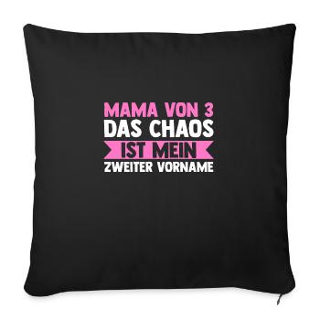 Mom of 3 children - Sofa pillowcase 17,3'' x 17,3'' (45 x 45 cm) - black - Front