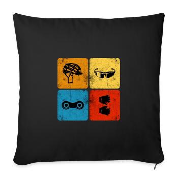 MTB mountain biker bike chain retro dirtbike - Sofa pillowcase 17,3'' x 17,3'' (45 x 45 cm) - black - Front