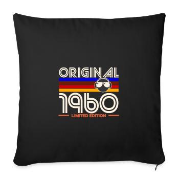 Original 1960 Vintage Casque Logo - Housse de coussin décorative 45 x 45 cm - noir - Devant