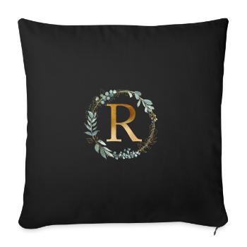 Personalisierbar Monogramm R Kranz Botanik - Sofakissenbezug 45 x 45 cm - Schwarz - Vorne