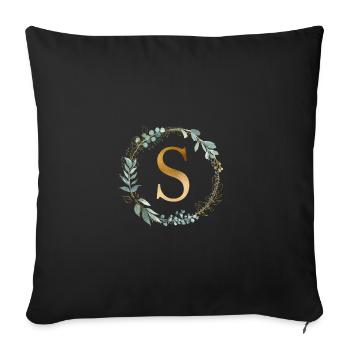 Personalisierbar Monogramm S Kranz Botanik - Sofakissenbezug 45 x 45 cm - Schwarz - Vorne