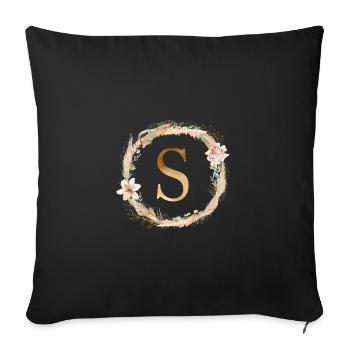 Personalisierbar Monogramm Watercolour Floral S - Sofakissenbezug 45 x 45 cm - Schwarz - Vorne
