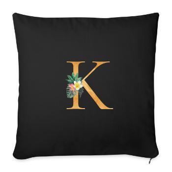 Customizable Monogram K Tropical Botany - Sofa pillowcase 17,3'' x 17,3'' (45 x 45 cm) - black - Front