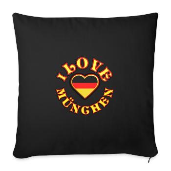 J’adore Munich, Allemagne, Berlin, Hambourg - Housse de coussin décorative 45 x 45 cm - noir - Devant