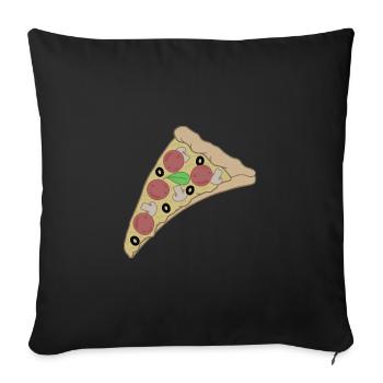 A slice of pizza with smiling slices of salami - Sofa pillowcase 17,3'' x 17,3'' (45 x 45 cm) - black - Front