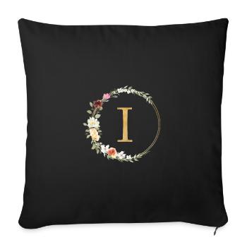 Customizable Monogram I Floral - Sofa pillowcase 17,3'' x 17,3'' (45 x 45 cm) - black - Front