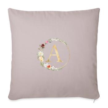 Monogramme A Floral personnalisable - Housse de coussin décorative 45 x 45 cm - taupe clair - Devant
