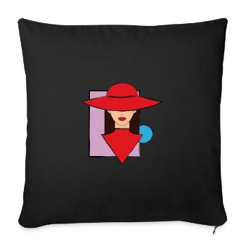 Frau mit Hut - Sofakissenbezug 45 x 45 cm - Schwarz - Vorne