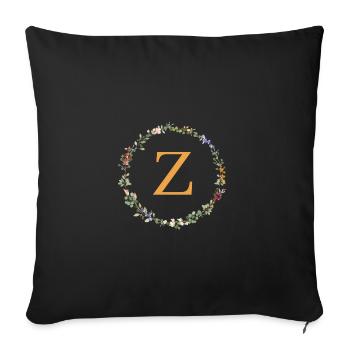 Z Monogram, Floral Wreath Wildflowers - Sofa pillowcase 17,3'' x 17,3'' (45 x 45 cm) - black - Front