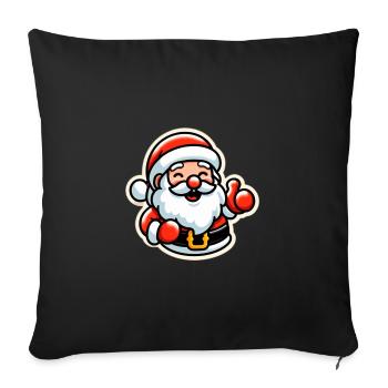 Fröhlicher Weihnachtsmann Daumenhoch - Sofakissenbezug 45 x 45 cm - Schwarz - Vorne