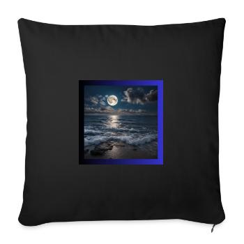 Pleine lune avec la mer - Housse de coussin décorative 45 x 45 cm - noir - Devant