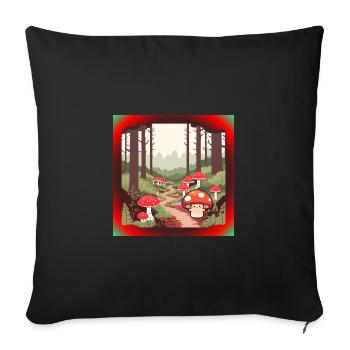 Champignons dans la forêt - Housse de coussin décorative 45 x 45 cm - noir - Devant