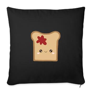 Toast kawaii à la confiture - Housse de coussin décorative 45 x 45 cm - noir - Devant